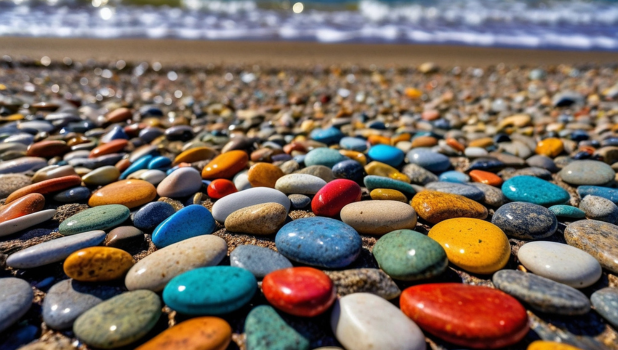 Colorful pebbles on the beach_herosnow