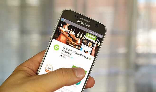 Groupon deal shared on a smartphone