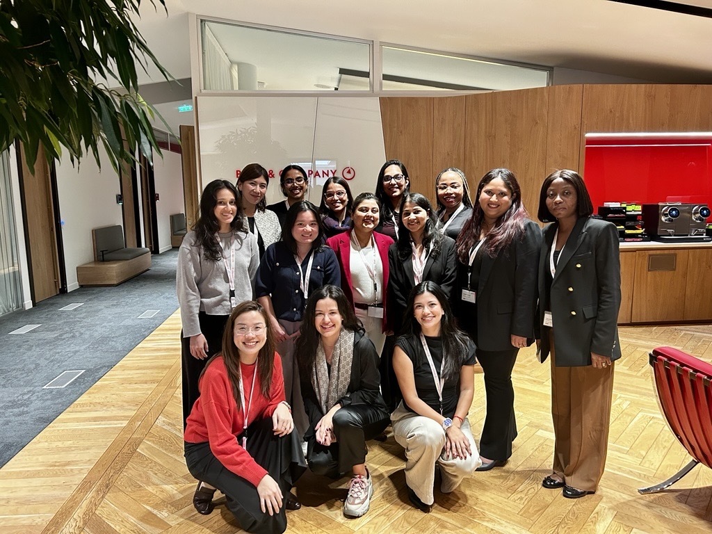 S25 MBA participants group photo at Bain Paris office