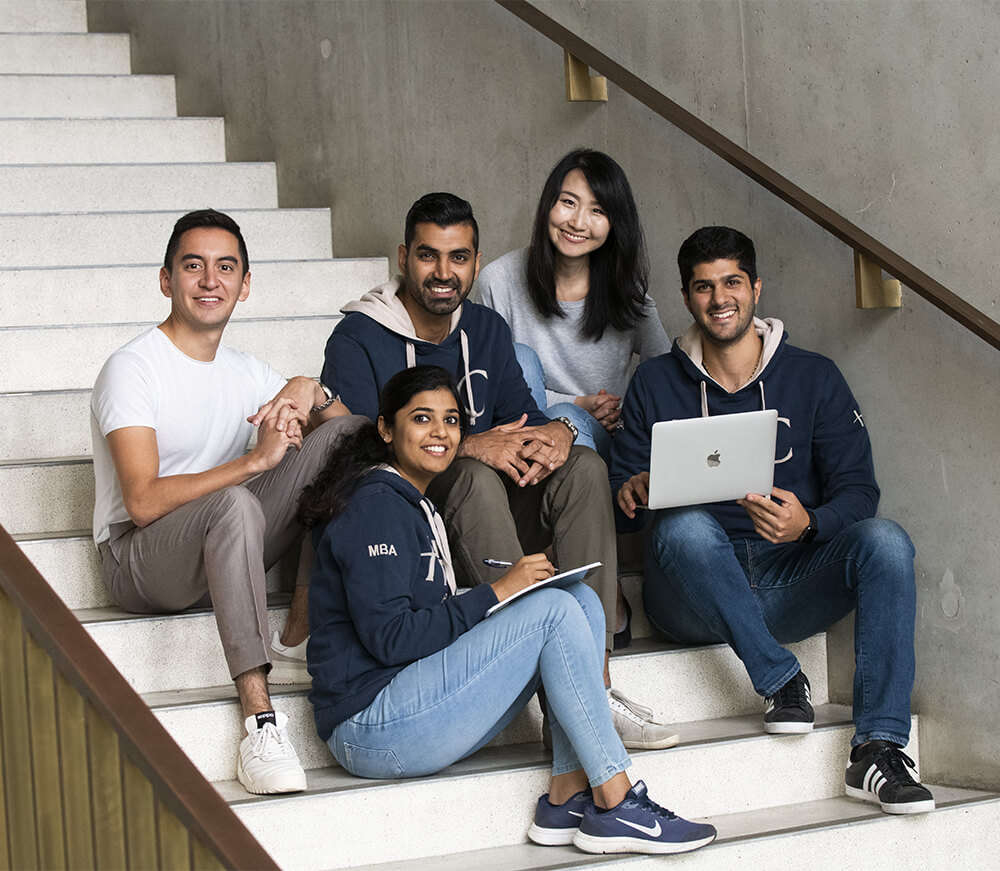 Students sitting on the stairs