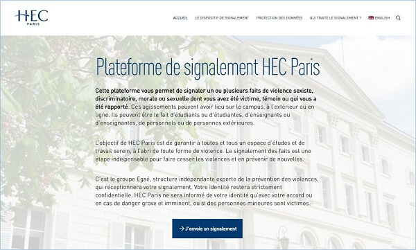 HEC Paris - Plate-forme de signalement