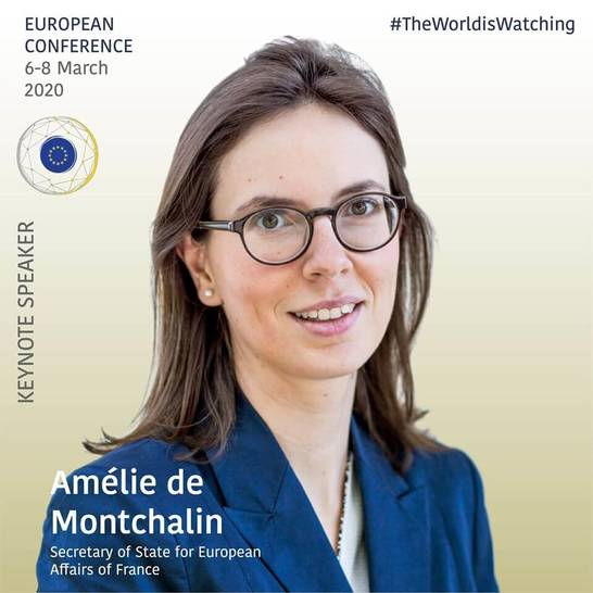 Portrait Amélie de Montchalin keynote speaker Harvard European Conference 