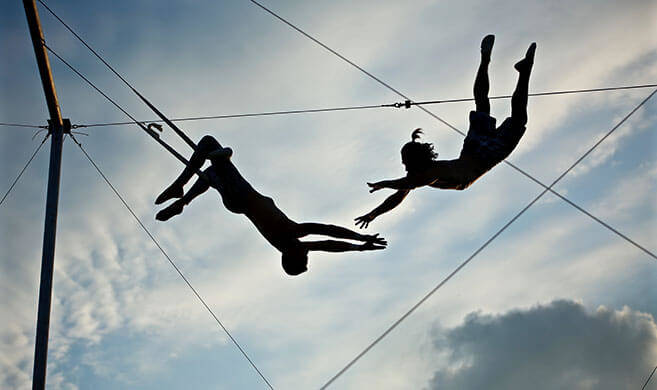 acrobates sur un trapeze - Bruno Adobe stock