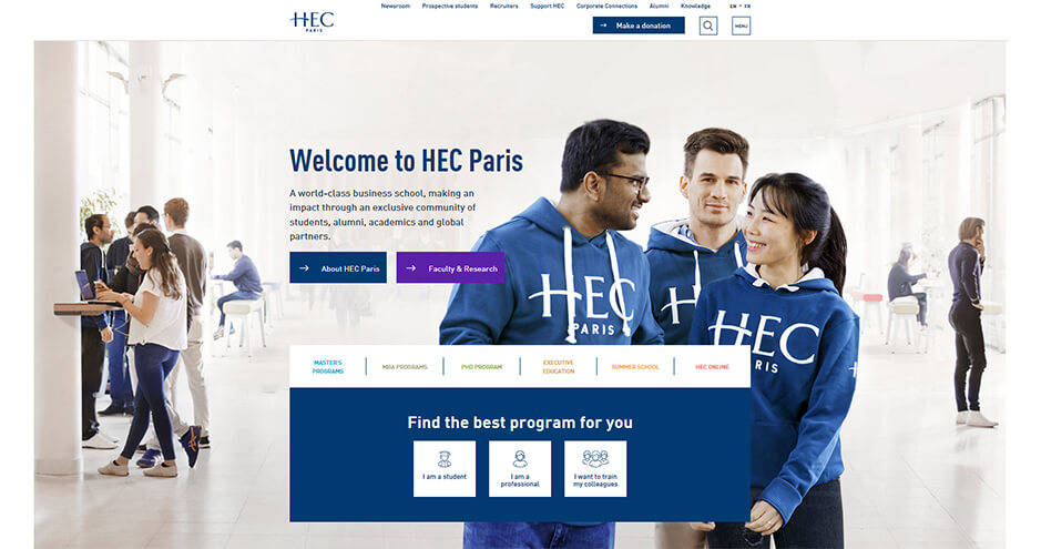 HEC Paris website homepage