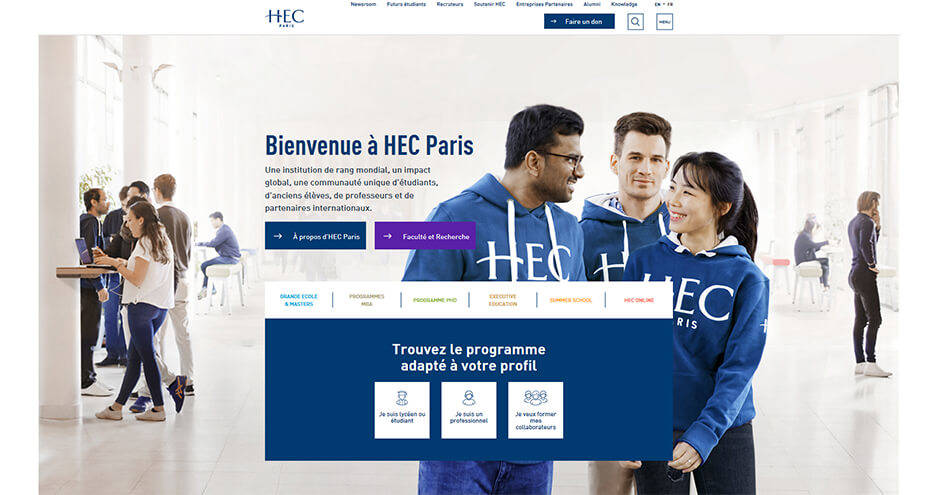 HEC Paris website homepage